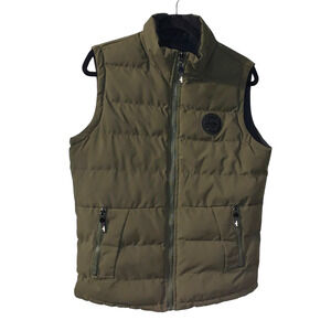 American Breed Men' Reversible Faux Leather Vest Size S Olive Green Military